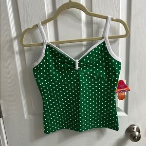 Xhilaration Green and White Camisole Top